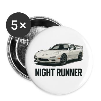 Night Runner Sports Car - Buttons large 2.2''/56 mm (5-pack) - white - Front