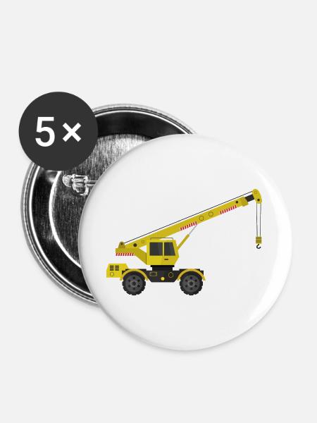 Kranwagen - Buttons groß 56 mm (5er Pack) - Weiß