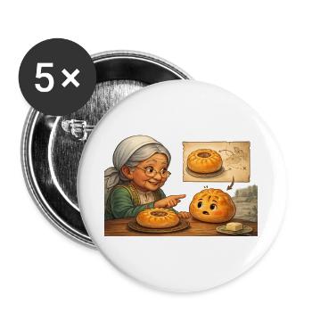 Tatar Babushka explains to the Russian Beljas - Buttons large 2.2''/56 mm (5-pack) - white - Front