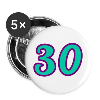 30. 30 YEARS. 30th ANNIVERSARY. 30 YEARS ANNIVERSARY. - Buttons large 2.2''/56 mm (5-pack) - white - Front