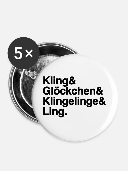Weihnachten K&G&K&L - Buttons groß 56 mm (5er Pack) - Weiß