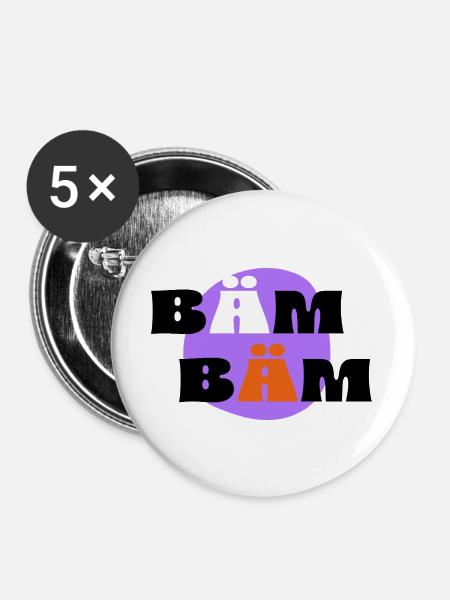 BÄM, BÄM - Buttons groß 56 mm (5er Pack) - Weiß