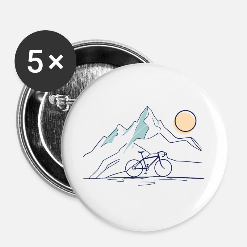 Mountain Ride - Buttons groß 56 mm (5er Pack) - Weiß