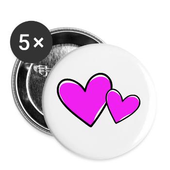 Hearts Symbol Love - Buttons large 2.2''/56 mm (5-pack) - white - Front