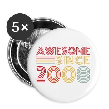 Vintage 2008 Retro Birthday Gift 2008 - Buttons large 2.2''/56 mm (5-pack) - white - Front