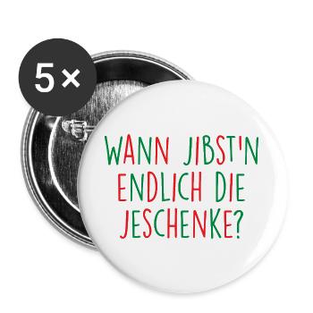Gifts Christmas - Buttons large 2.2''/56 mm (5-pack) - white - Front