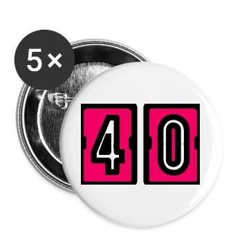 40. 40 ANS. 40e ANNIVERSAIRE. ANNIVERSAIRE 40 ANS. - Lot de 5 grands badges (56 mm) - blanc - Devant