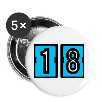 18. 18 YEARS OLD. 18th ANNIVERSARY. 18 BIRTHDAY. - Buttons large 2.2''/56 mm (5-pack) - white - Front