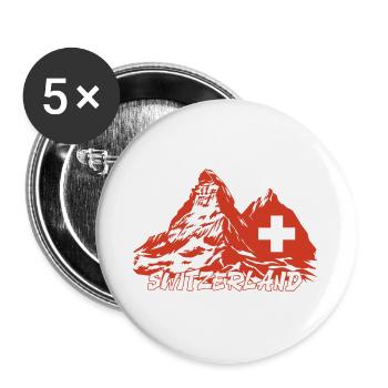 Suisse-Sports d’hiver-Montagnes de ski - Lot de 5 grands badges (56 mm) - blanc - Devant