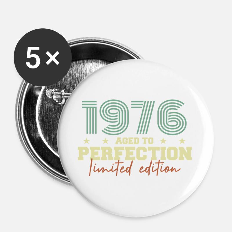 1976 - Buttons groß 56 mm (5er Pack) - Weiß