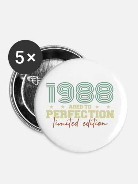 1988 - Buttons groß 56 mm (5er Pack) - Weiß