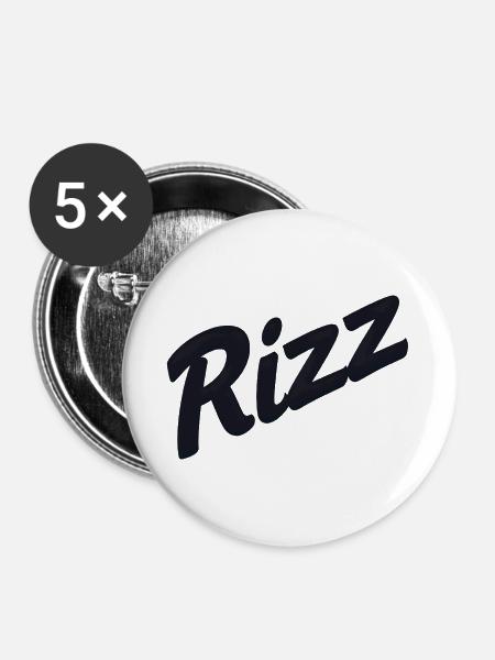 Rizz Neon-Skript - Buttons groß 56 mm (5er Pack) - Weiß