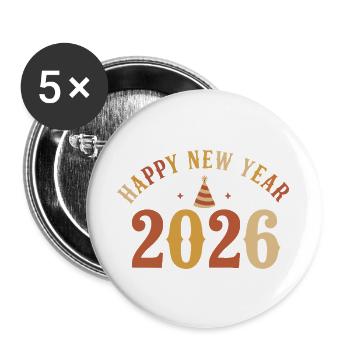 Celebrate 2026 Happy New Year Eve Party - Buttons large 2.2''/56 mm (5-pack) - white - Front