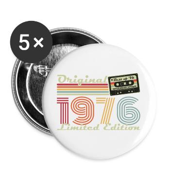 Original 1976 Jahrgang Vintage Geburtstag Retro - Buttons groß 56 mm (5er Pack) - Weiß - Vorne