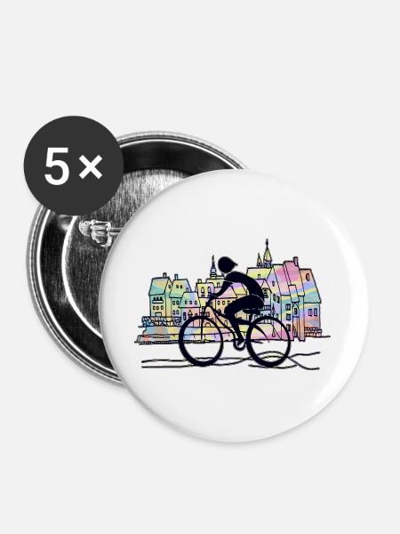 Radfahrer - Buttons groß 56 mm (5er Pack) - Weiß