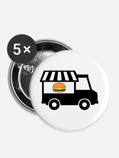 Streetfood Truck - Buttons groß 56 mm (5er Pack) - Weiß