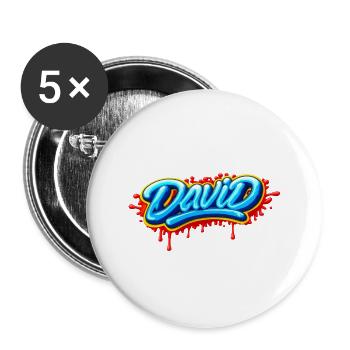 GRAFFITI NAME DAVID FOR PERFECT GIFT PRINTABLE - Buttons large 2.2''/56 mm (5-pack) - white - Front