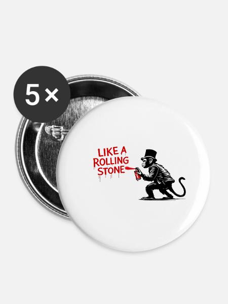 Wie ein Rolling Stone Monkey - Buttons groß 56 mm (5er Pack) - Weiß