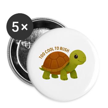 Too Cool To Rush Turtle - Buttons large 2.2''/56 mm (5-pack) - white - Front