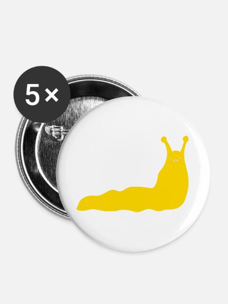 Schnecke Banane - Buttons groß 56 mm (5er Pack) - Weiß