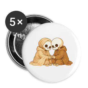 Cozy Skeleton Couple – Closeness in Quiet Moments - Buttons large 2.2''/56 mm (5-pack) - white - Front