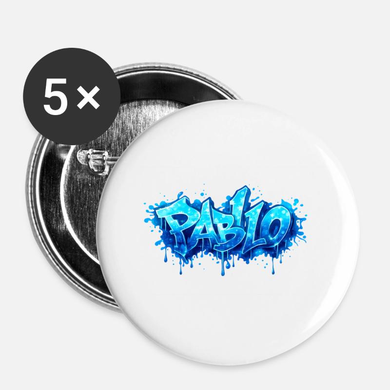 PABLO GRAFFITI NAME FOR PERFECT GIFT PRINTABLE - Buttons large 2.2''/56 mm (5-pack) - white