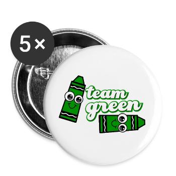 Smiling Crayon Green Team - Buttons large 2.2''/56 mm (5-pack) - white - Front