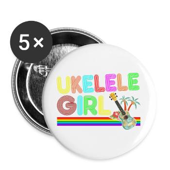 Hawaiian Ukulele Uke Retro 70s - Buttons large 2.2''/56 mm (5-pack) - white - Front