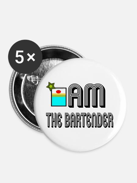 I am the bartender - Buttons groß 56 mm (5er Pack) - Weiß
