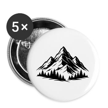 Mountains Forest Landscape - Buttons large 2.2''/56 mm (5-pack) - white - Front