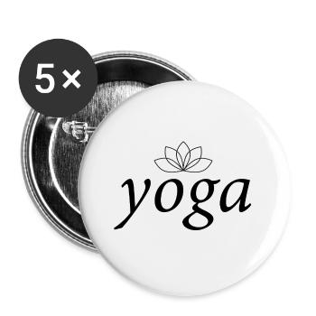 Yoga et fleur de lotus - texte noir - Lot de 5 grands badges (56 mm) - blanc - Devant