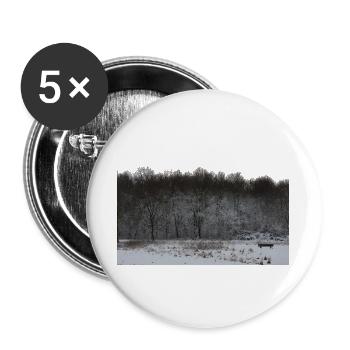 Winterparkbank in verschneiter Landschaft - Buttons groß 56 mm (5er Pack) - Weiß - Vorne