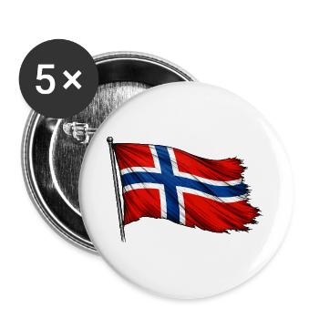 Norway Flag - Buttons large 2.2''/56 mm (5-pack) - white - Front