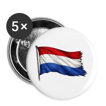 Niederlande Flagge - Buttons groß 56 mm (5er Pack) - Weiß - Vorne