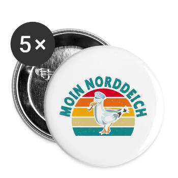 North Sea Holiday MOIN NORDDEICH Funny - Buttons large 2.2''/56 mm (5-pack) - white - Front