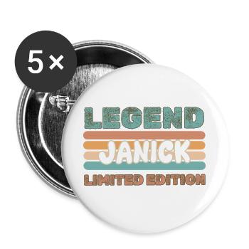 Janick comme prénom - Lot de 5 grands badges (56 mm) - blanc - Devant