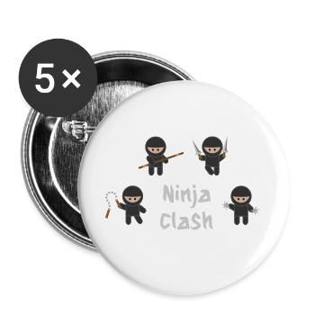 Ninja-Kampfsport-Training - Buttons groß 56 mm (5er Pack) - Weiß - Vorne