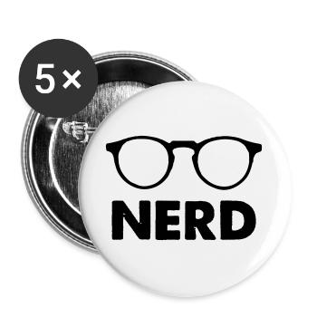 Glasses Nerd - Buttons large 2.2''/56 mm (5-pack) - white - Front