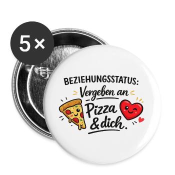 Beziehungsstatus: Vergeben an Pizza & dich - Buttons groß 56 mm (5er Pack) - Weiß - Vorne