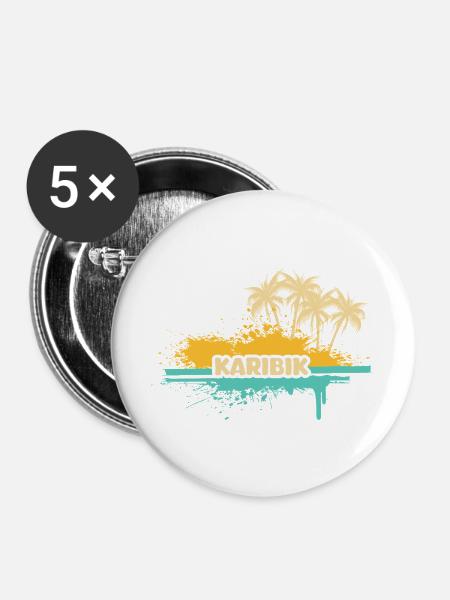Urlaub Karibik - Buttons groß 56 mm (5er Pack) - Weiß