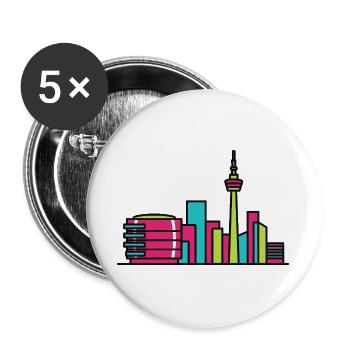 Birmingham City Skyline Library Moderne Linienkunst - Buttons groß 56 mm (5er Pack) - Weiß - Vorne