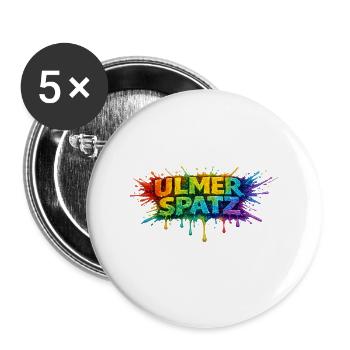 UlmerSpatz Regenbogen - Buttons groß 56 mm (5er Pack) - Weiß - Vorne