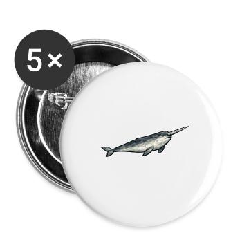 Polygone géométrique du narval - Lot de 5 grands badges (56 mm) - blanc - Devant