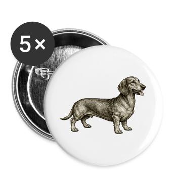 Dackel Vintage Illustration - Buttons groß 56 mm (5er Pack) - Weiß - Vorne