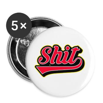Shit Word Script Logo - Buttons groß 56 mm (5er Pack) - Weiß - Vorne