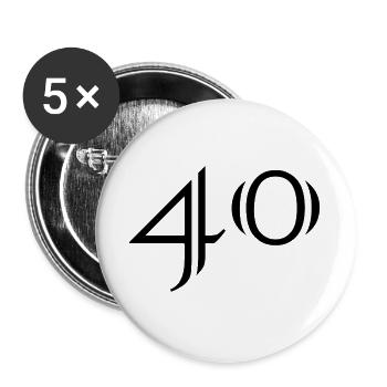 40. 40 ANS. 40e ANNIVERSAIRE. ANNIVERSAIRE 40 ANS. - Lot de 5 grands badges (56 mm) - blanc - Devant