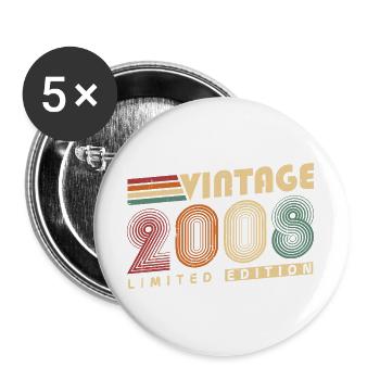 Vintage 2008 Jahrgang Geburtstagsgeschenk - Buttons groß 56 mm (5er Pack) - Weiß - Vorne