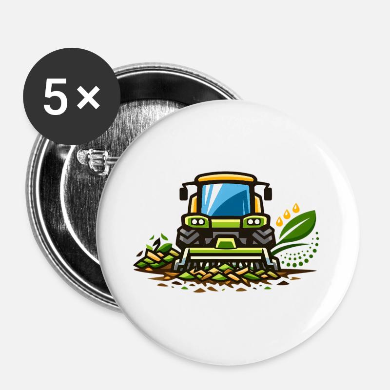 Harvest Tractor Field Magic - Buttons large 2.2''/56 mm (5-pack) - white