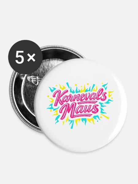 Karnevalsmaus Lustig Süß Party Geschenk - Buttons groß 56 mm (5er Pack) - Weiß
