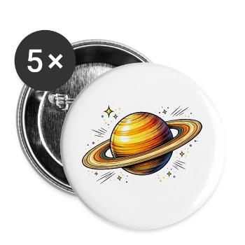 Planet Saturn - Buttons large 2.2''/56 mm (5-pack) - white - Front